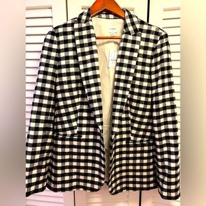 J.Crew one button blazer, NWT, Size 8, black and winter white checkered